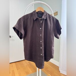 Baird McNutt Irish Linen Women’s Dark Brown Relaxed Button Down Shirt